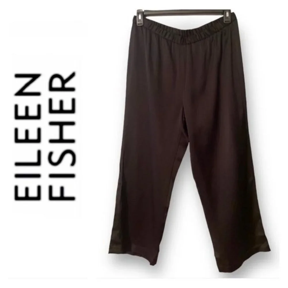 Eileen Fisher 100% Silk Womens Cropped Pants Capris Size M Hi-Rise Wide …